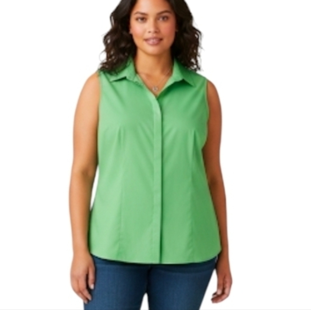 Talbots Green Sleeveless Women's Cotton Top
